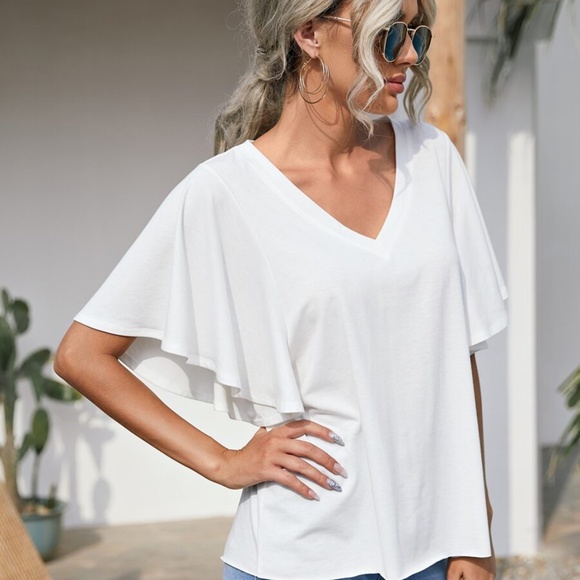 Cozy Charcoal Butterfly Sleeve Oversized V neck Top - Picture 3 of 8
